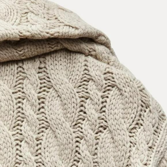 ZARA 100% WOOL CABLE KNIT COAT - Picture 11 of 11